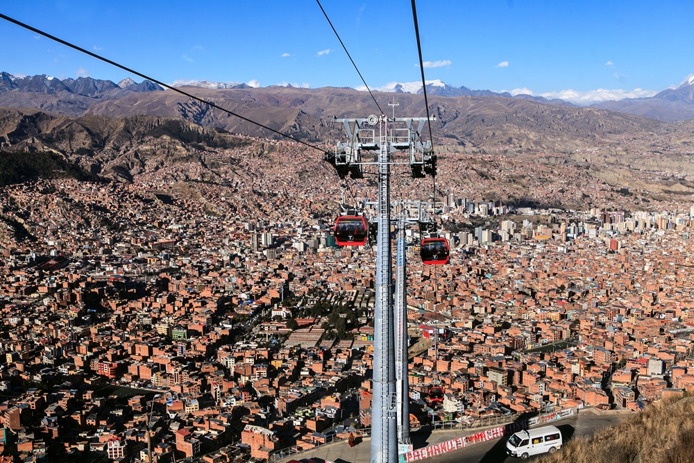 Montée en téléphérique à El Alto à La Paz