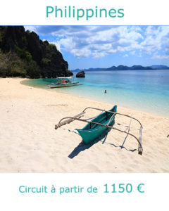 Banca sur la plage de l'ile de Coron, partir aux Philippines en janvier avec Nirvatravel