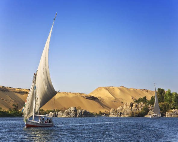 En felouque sur le Nil d'Assouan à Louxor